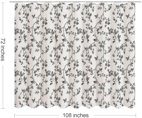 MitoVilla Extra Wide Cotton Floral Shower Curtain for Bathroom,108 x 72