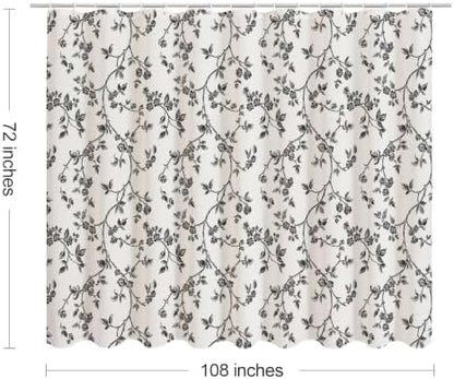 MitoVilla Extra Wide Cotton Floral Shower Curtain for Bathroom,108 x 72
