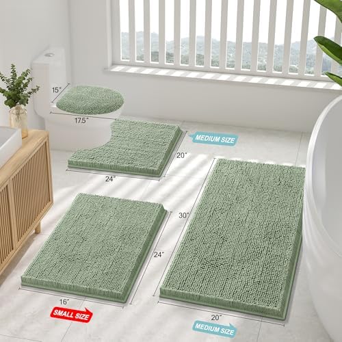 Smiry Bathroom Rugs 47X24, Luxury Chenille Extra Soft Absorbent Bath Mat