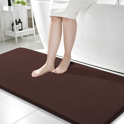 OLANLY Memory Foam Bathroom Runner Rugs 59x24, Absorbent Long Mat, Brown