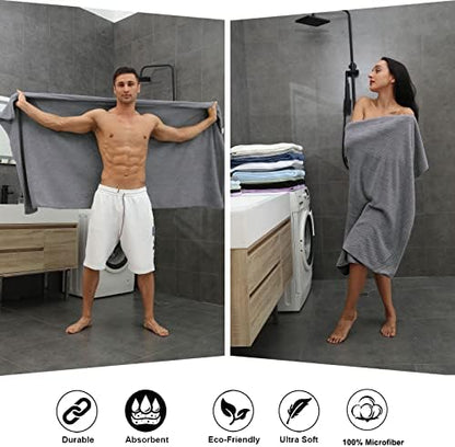 Extra Large Bath Towel Sheet Set 35x70 Inches - Oversized Highly Absorbent Towels Set,Jumbo Microfiber - Quick Dry, Lightweight,Super Soft for Bathroom,Hotel,SPA,Pack of 4 (Gray)