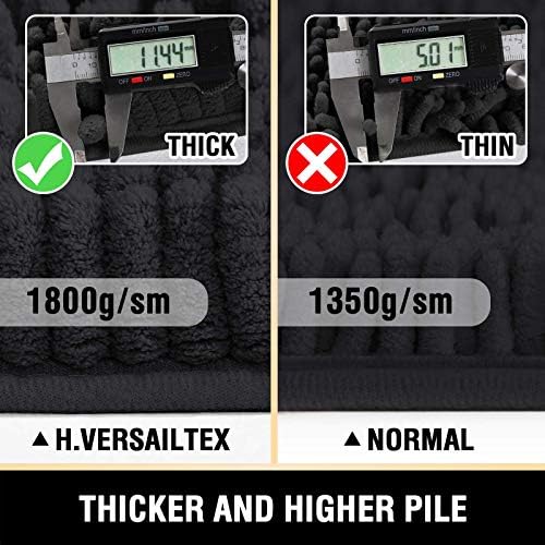H.VERSAILTEX Bathroom Rugs Bath Mats Non Slip Luxury Chenille Bathroom Runner Rug 24x47 Extra Soft and Absorbent Shaggy Rugs Dry Fast Plush Area Carpet Mats for Bath Room, Tub - Black