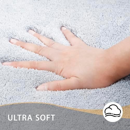 MINIDEAR Bathroom Rugs 44x24 Light Gray - Thick Memory Foam Bath Mat, Ultra Soft & Plush Fluffy, Non-Slip, Quick Dry, Absorbent Washable Floor Microfiber Mat for Tub, Home Decor Accessories
