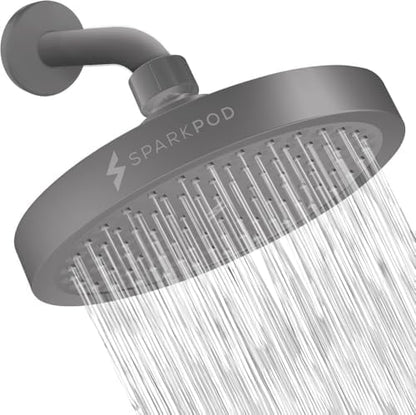 SparkPod Rain Shower Head, 6 Inch Round, Charcoal Grey Finish