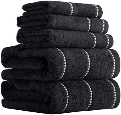 Lavish Home Bathroom Towels Set, Bathroom Accessories, Black, Set of 6