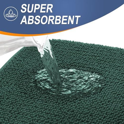 OLANLY Thick Memory Foam Bathroom Toilet Rug U-Shaped 24x20, Blackish Green