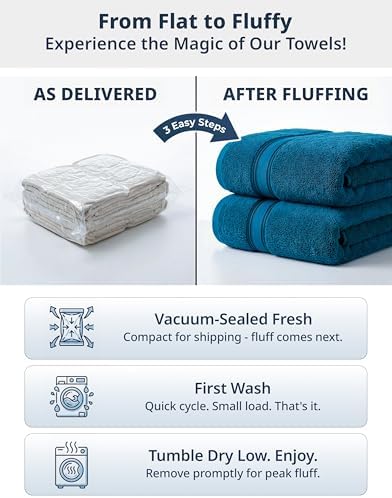 LANE LINEN Towel Set Quick Dry 100% Cotton 4 Piece Soft - Sea Port