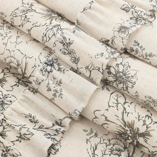 Farmhouse Floral Ruffle Shower Curtain for Bathroom