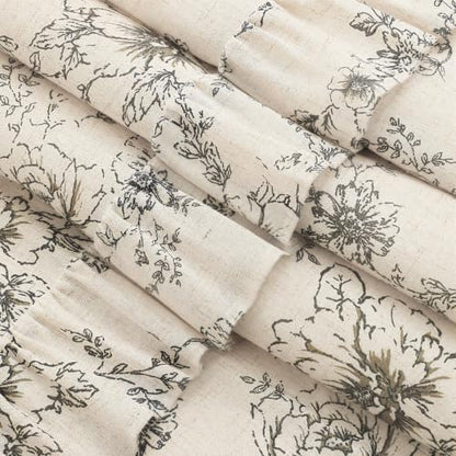 Farmhouse Floral Ruffle Shower Curtain for Bathroom
