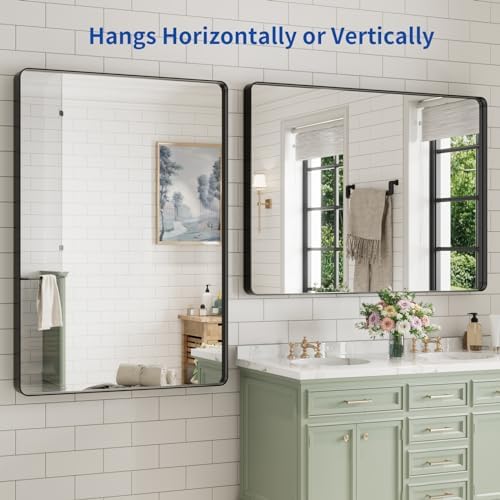 WEER Black Bathroom Vanity Mirror 48X40 Inch