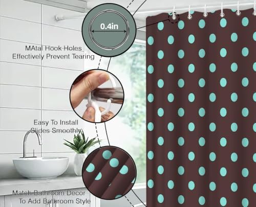 Polka Dot Shower Curtain with Hooks,70" Wx70 H