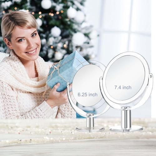 CLSEVXY Vanity Mirror Makeup Mirror with Stand, 1X/15X Magnification Double Sided 360 Degree Swivel Magnifying Mirror, 7.4 Inch