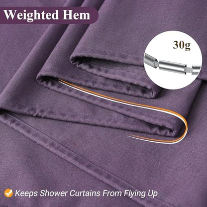 Naturoom Linen Shower Curtain 96 Inch Long for Bathroom Purple 1 Panel