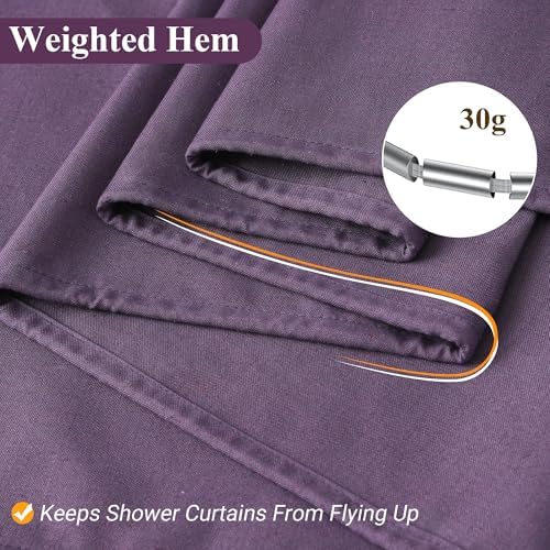Naturoom Linen Shower Curtain 36x72 Inch for Bathroom Purple 1 Panel