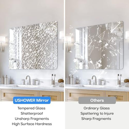 USHOWER Frameless Bathroom Mirror for Over Sink, 40x30 Inch
