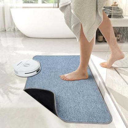 Bosap Bath Mat,Ultra Thin Bathroom Rugs,Rubber Bath Mats for Bathroom,No Slip Bath Rugs,Quick Dry,Machine Washable,Low Pile,Absorbent,Shower Outside,Sink,Home Decor Accessories.Blue,2'x3'(24x36inch)