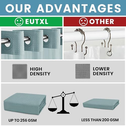 EUTXL Heavyweight No Hook Shower Curtain with Liner, Fog Blue, 54x80