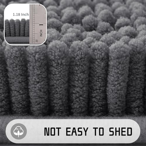 Yimobra Large Bathroom Rugs 36"x24", Non Slip Bath Mat for Tub, Shaggy Rug Floor Carpet, Extra Soft Super Absorbent Quick Dry, Machine Washable,Dark Gray