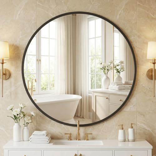 NEWBULIG 28 Inch Round Wall Mirror, Bathroom Mirrors for Over Sink