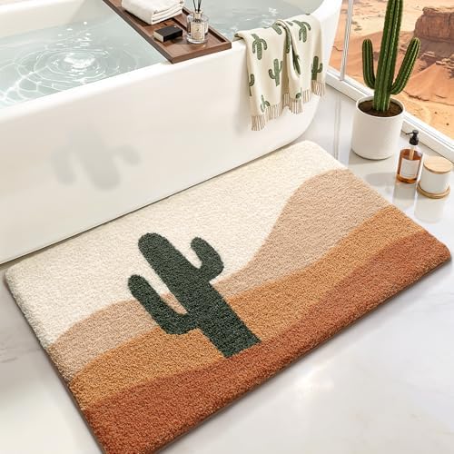 LUMI Cactus Bathroom Rug 24x43 Soft Absorbent Bath Mat, Non Slip