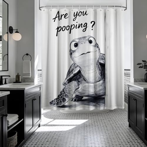 Funny Sea Turtle Shower Curtain Kids Ocean, 70x72 Inchs