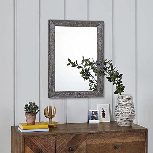 AAZZKANG Wall Mirror with Rectangle Wood Frame Rustic Decorative Hanging Mirrors for Bedroom Bathroom Living Room Home Office Small