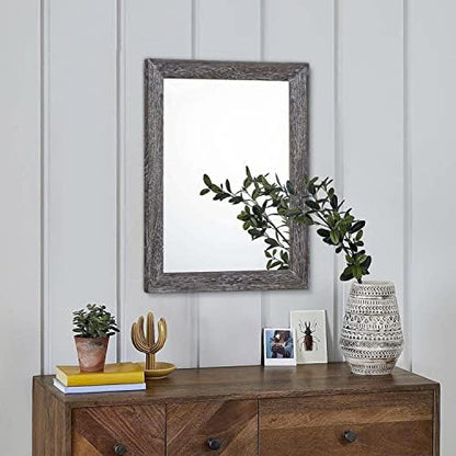 AAZZKANG Wall Mirror with Rectangle Wood Frame Rustic Decorative Hanging Mirrors for Bedroom Bathroom Living Room Home Office Small
