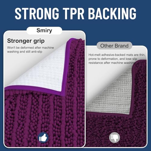 Smiry Bathroom Rugs 30X20, Extra Soft Rubber Backing Chenille Bath Mats