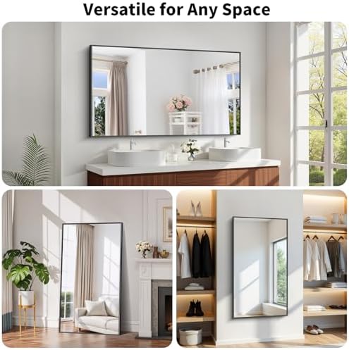 Koonmi Black Bathroom Mirror for Over Sink,Metal Framed 30"x55" Wall Mirror