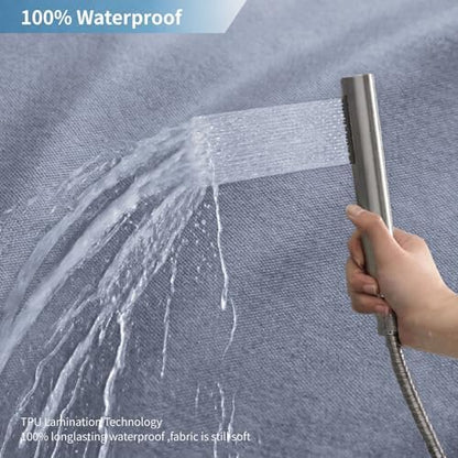 Long Fabric Shower Curtain,No Liner Needed,72x78,Blue Gray