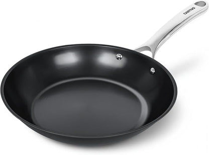 Carbon Steel Frying Pan 12" - Pre-Seasoned Carbon Steel Skillet, Lightweight, Natural Non-Stick, Induction Compatible