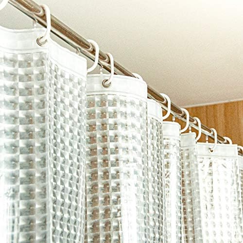 NTBAY EVA Shower Curtain Liner, 72 x 72, 6 Gauge, Clear Checkered
