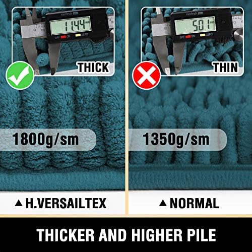 H.VERSAILTEX Bathroom Rugs Bath Mats Non Slip Chenille Bathroom Rug Mat 20x32 Extra Soft and Absorbent Shaggy Rugs Washable Dry Fast Plush Area Carpet Mats for Bath Room, Tub - Dark Teal