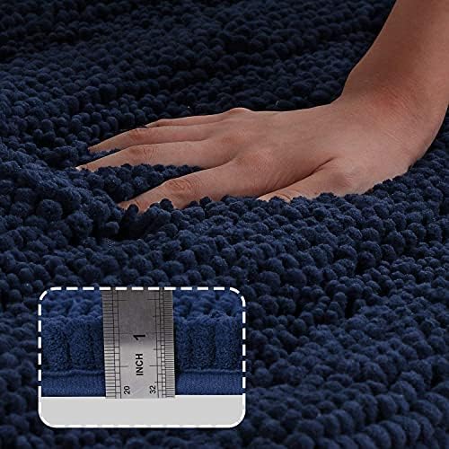 2-Piece Bathroom Rug Set with U-Shaped Mat, Soft Absorbent Chenille, Navy