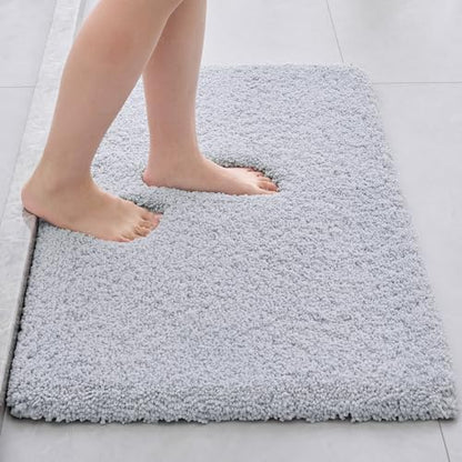 Disolla Bathroom Rug 17x24 - Non-Slip Plush Small Bath Mat, Highly Absorbent & Ultra Soft Fluffy Floor Mat, Machine Washable for Shower and Tub, Silver Grey