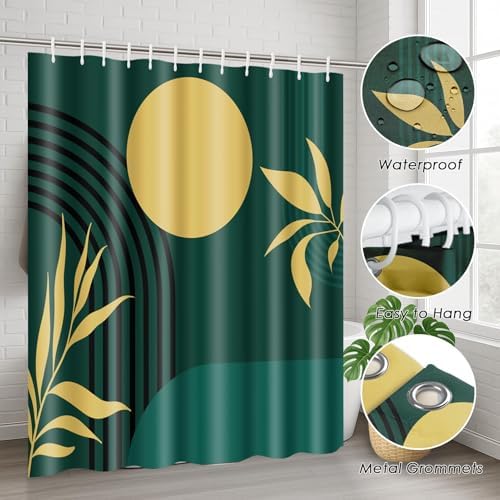 Bathroom Sets with Shower Curtain and Rugs 4 Pcs, Boho Geometric