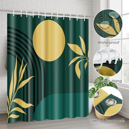 Bathroom Sets with Shower Curtain and Rugs 4 Pcs, Boho Geometric