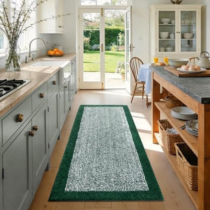 48x24 Bathroom Rugs Non Slip Washable, Soft Absorbent Bath Mat Dark Green