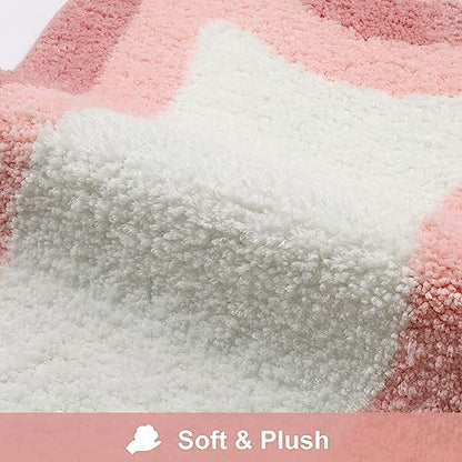 HAOCOO Bathroom Runner Rugs 18x47 inch, Non-Slip Long Rug Cute Bath Mat, Soft Luxury Shower Mat Microfiber Machine Washable Pink Floor Carpet for Sink Tub (washable rug)