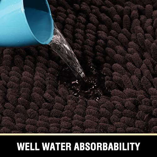 H.VERSAILTEX Bathroom Rugs Bath Mats Non Slip Luxury Chenille Bathroom Runner Rug 24x47 Extra Soft and Absorbent Shaggy Rugs Dry Fast Plush Area Carpet Mats for Bath Room, Tub - Chocolate