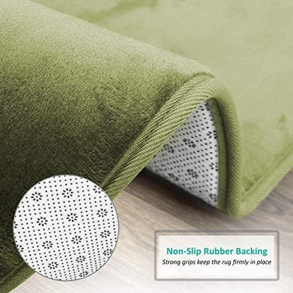Clara Clark Bathroom Rugs, Velvet Memory Foam Bath Mat, Non-Slip, Machine Washable Bath Rugs - Dries Quickly, Ultra Soft Plush Bath Mats for Bathroom, 20 x 24, Sage Green