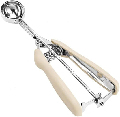 Cookie Scoop, 18/8 Stainless Steel Cookie Scooper, Cookie Scoops for Baking, 2Tsp/10ml/ 0.34oz Tbsp Cookie Dough Scoop, Ice Cream Scooper with Trigger Release, Cookie Scooper for Baking(#100 White)