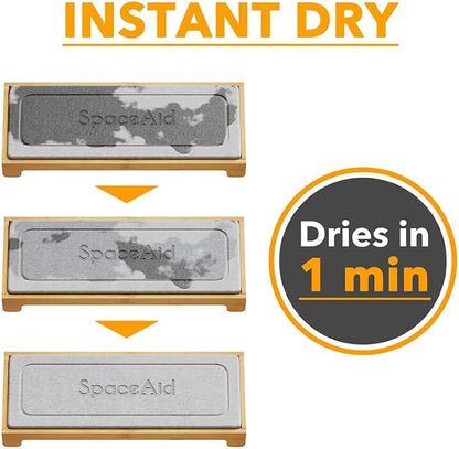 SpaceAid DryingNeat Instant Dry Sink Caddy Organizers, Kitchen Sponge Soap Holder Dispenser, Countertop Fast Drying Counter Tray Rack (Bamboo, Gray)