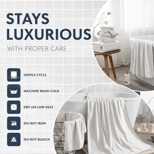 4 Piece Bath Towel Set 35"x70"Oversized Bath Towel for Bathroom Ultra Soft Fluffy Extra Large Bath Sheet Luxury Premium Bathroom Towel Highly Absorbent Quick Dry Shower Towel for Hotel Spa,Beige White