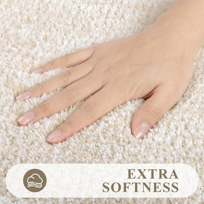 Pauwer Bathroom Rugs 3 Piece Set, Non Slip Washable Bath Mat, Light Beige