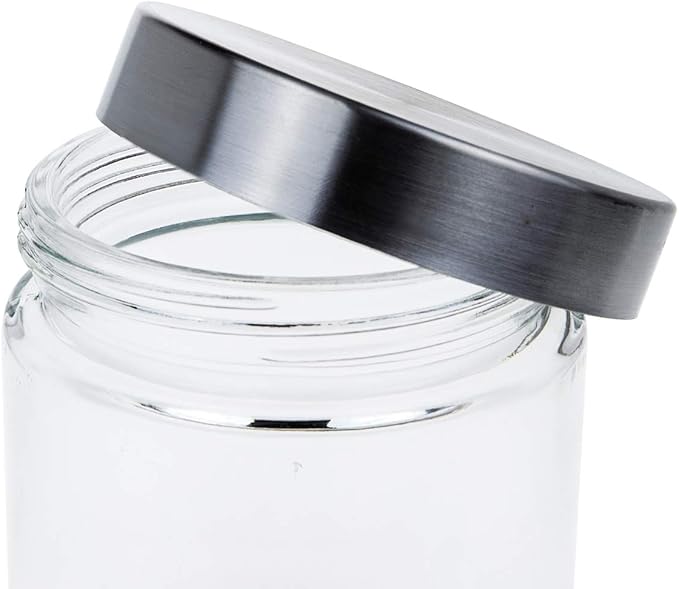 Lawei 6 Pack 27 Oz Clear Glass Jars with Stainless Steel Lids - Glass Food Canister Set Food Storage Jars for Cookie Rice Beans Pasta Snacks