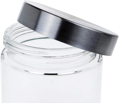 Lawei 6 Pack 27 Oz Clear Glass Jars with Stainless Steel Lids - Glass Food Canister Set Food Storage Jars for Cookie Rice Beans Pasta Snacks