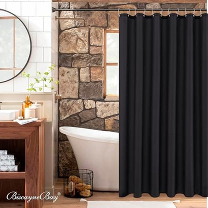 Fabric Shower Curtain Liner 66x72 Inch-Black Standard Size Shower Liners