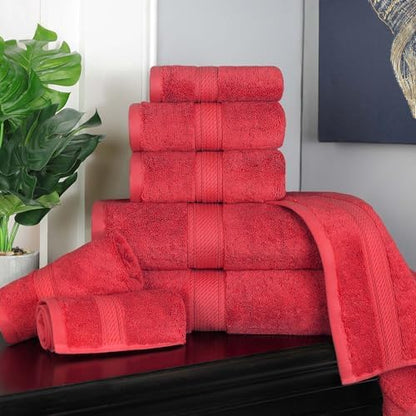 SUPERIOR Egyptian Cotton Ultra Plush & Absorbent, 8 Piece Set, Red