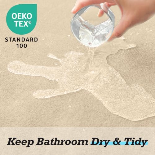 HUXMEYSON Bathroom Rugs Sets 2 Piece, Non-Slip & Quick Dry Bath Mat Set, Ultra Soft Velvet Bath Rugs for Bathroom, Toilet and Shower Floor, Light Coffee